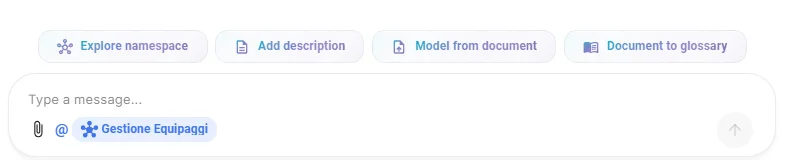 Contextual quick action shortcuts above the assistant input